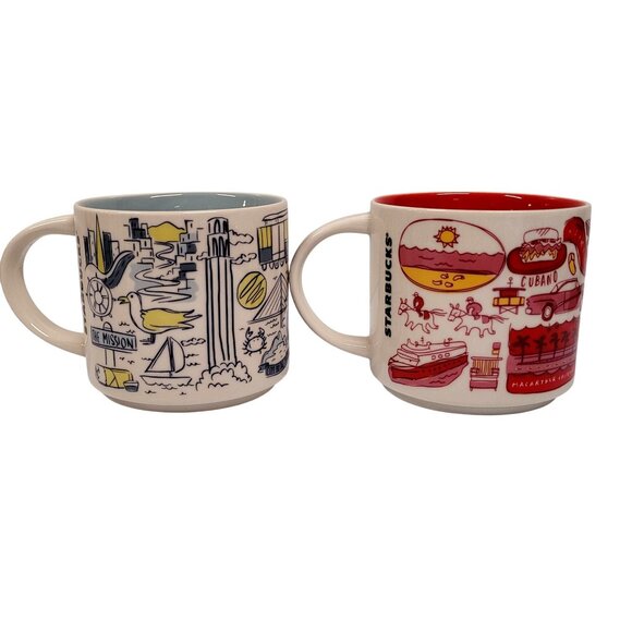 Starbucks Been There Series Lot 2 Miami 2021 San Francisco 2018 Mug 14 oz - Picture 3 of 6